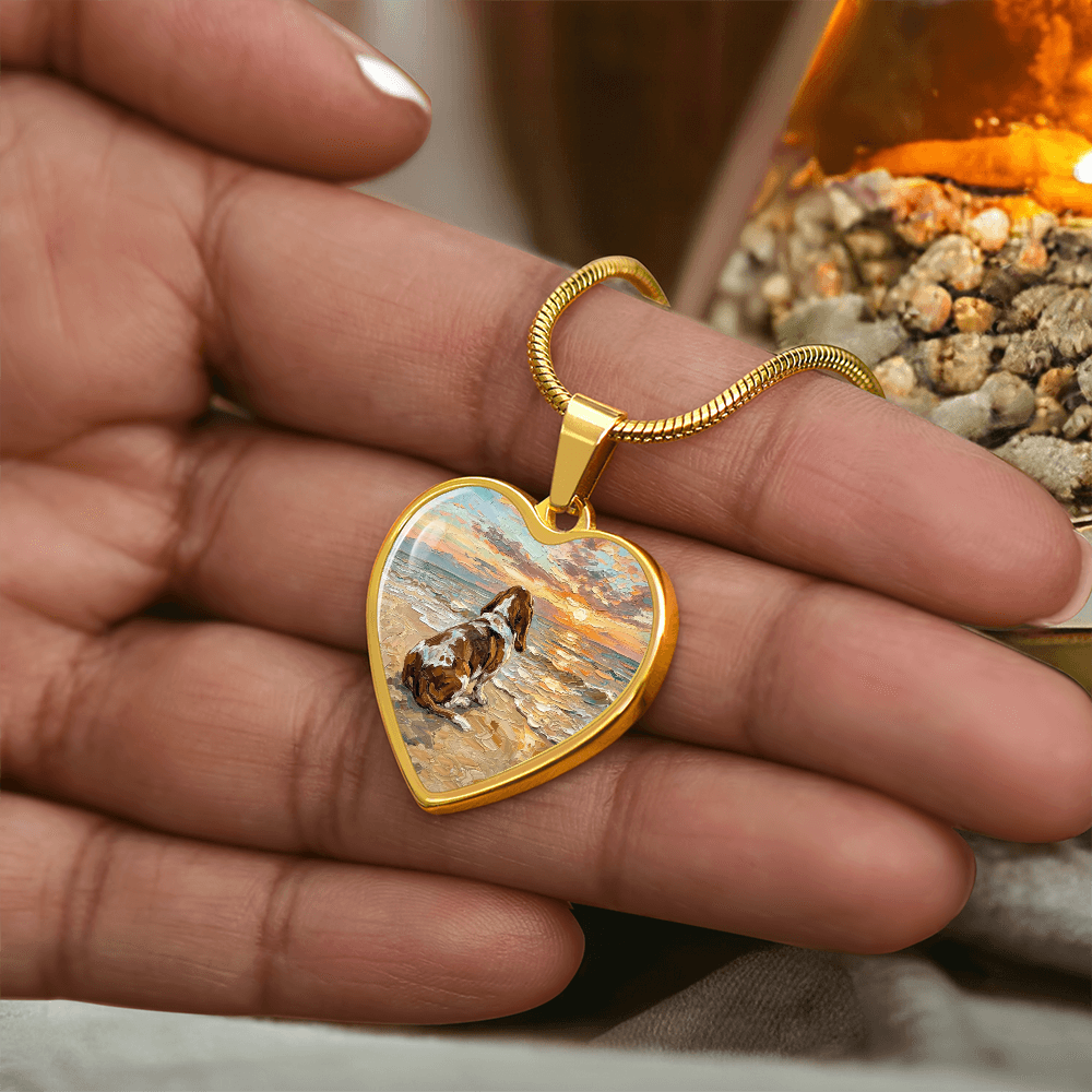 Beach Days - Basset Hound Heart Necklace