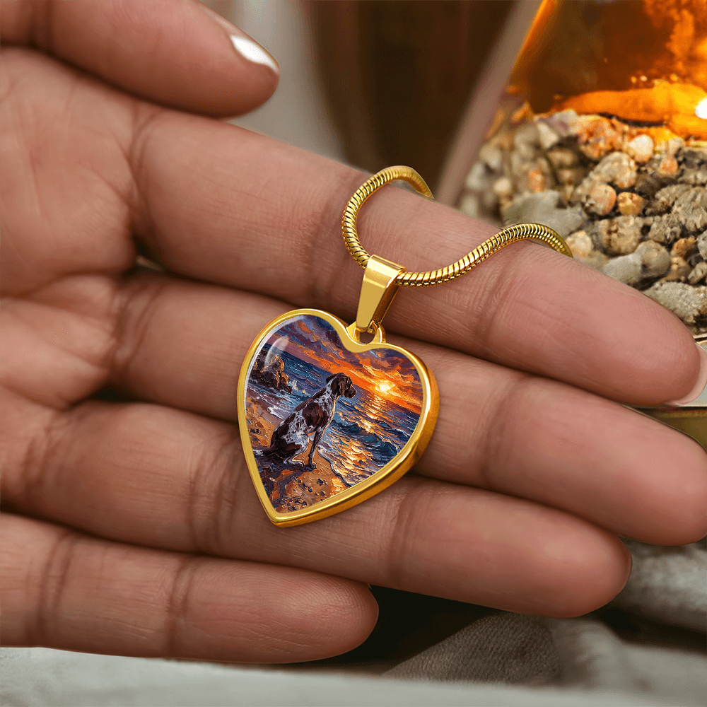 Beach Day - German Pointer Heart Necklace