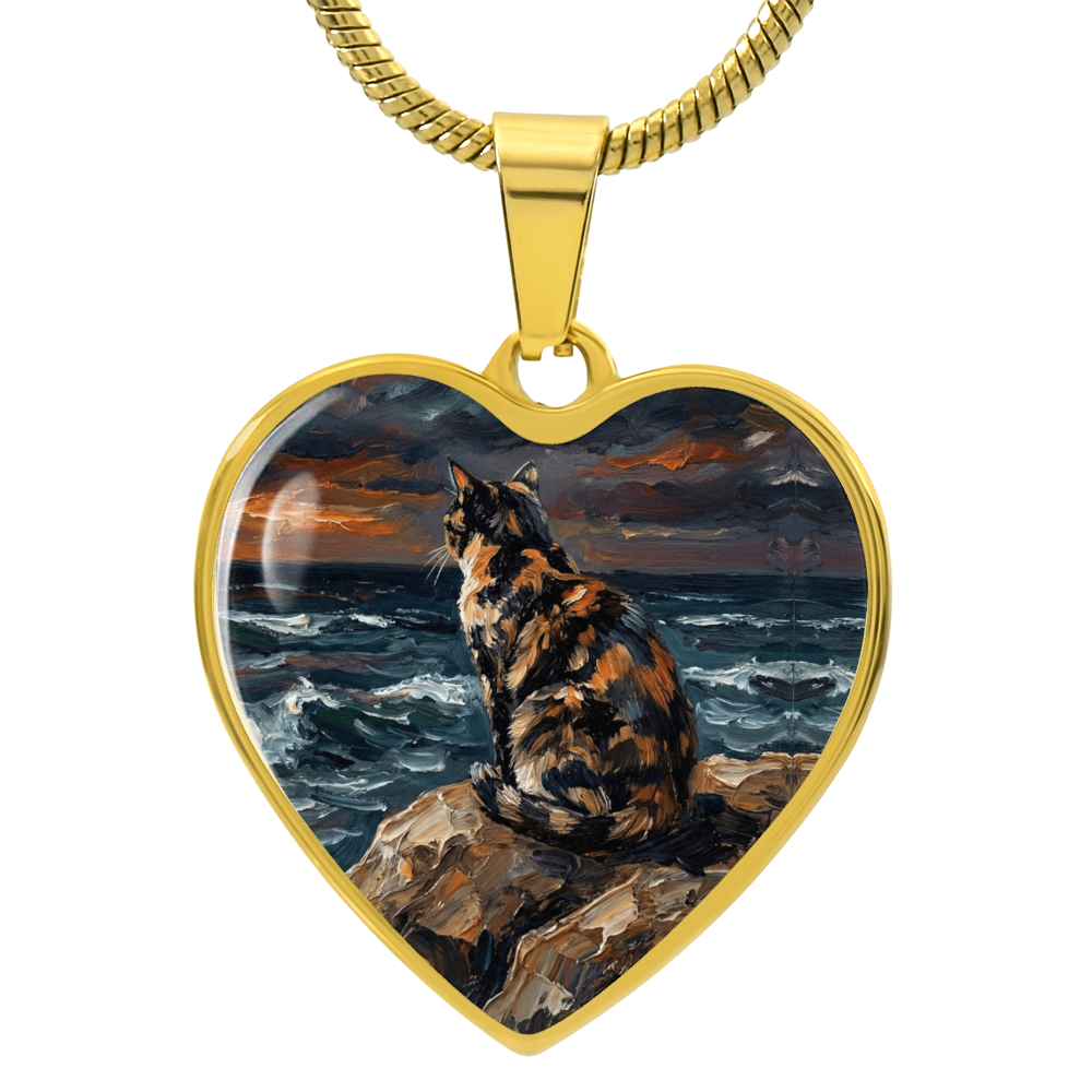 Beach Night - Tortie Heart Necklace