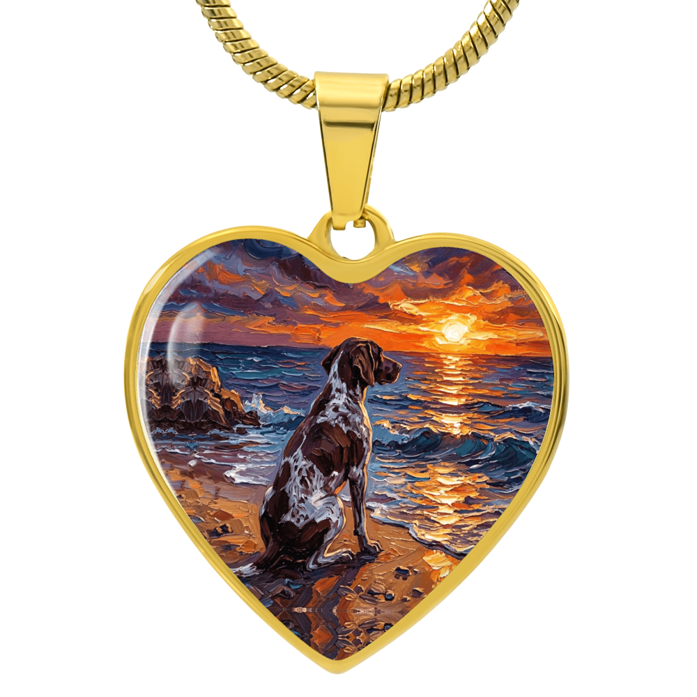 Beach Day - German Pointer Heart Necklace