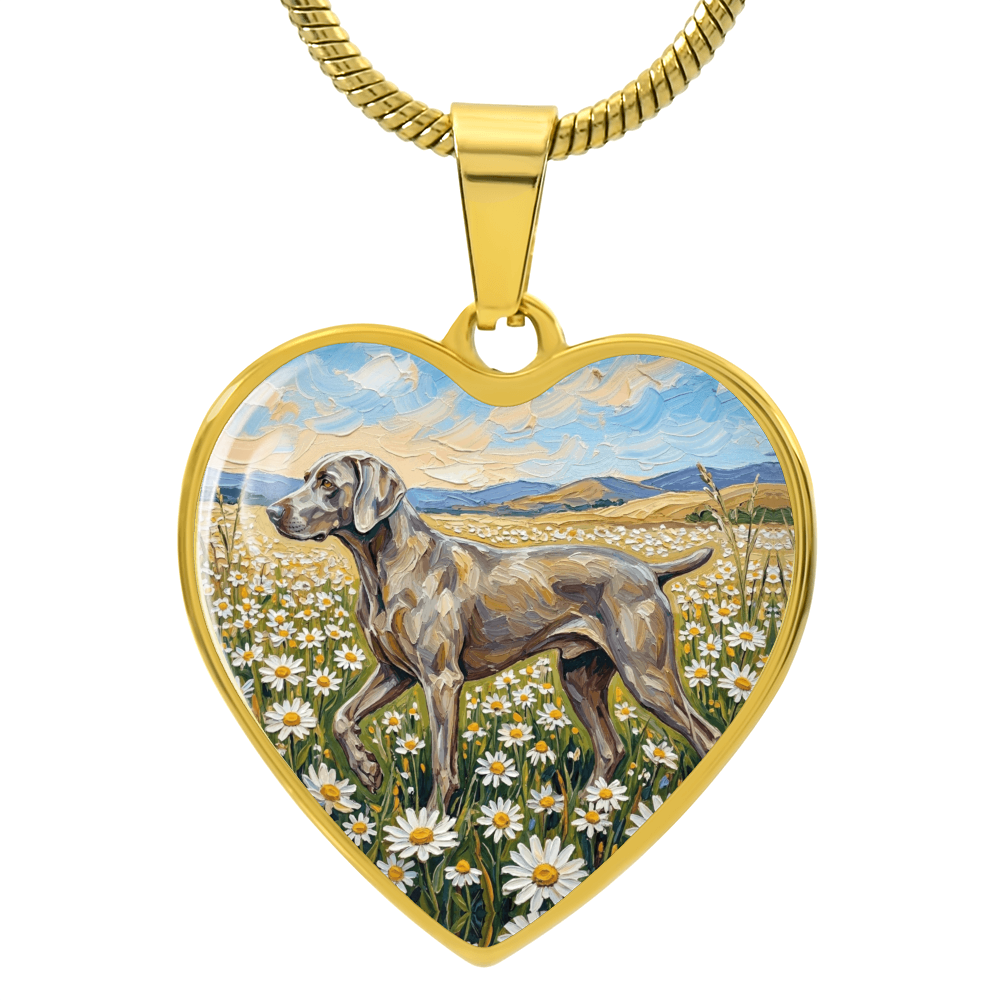 Amongst The Flowers - Weimaraner Heart Necklace