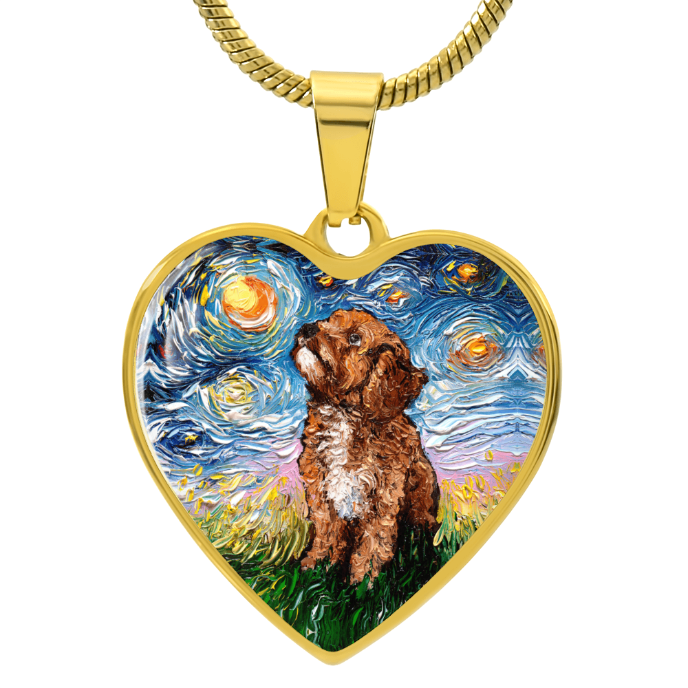 Cavapoo Starry Night Heart Necklace