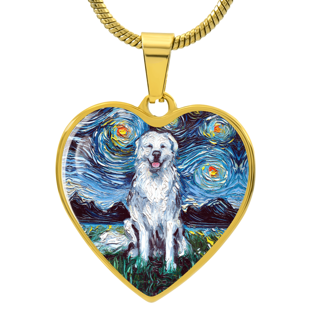 Great Pyrenees Starry Night Heart Necklace