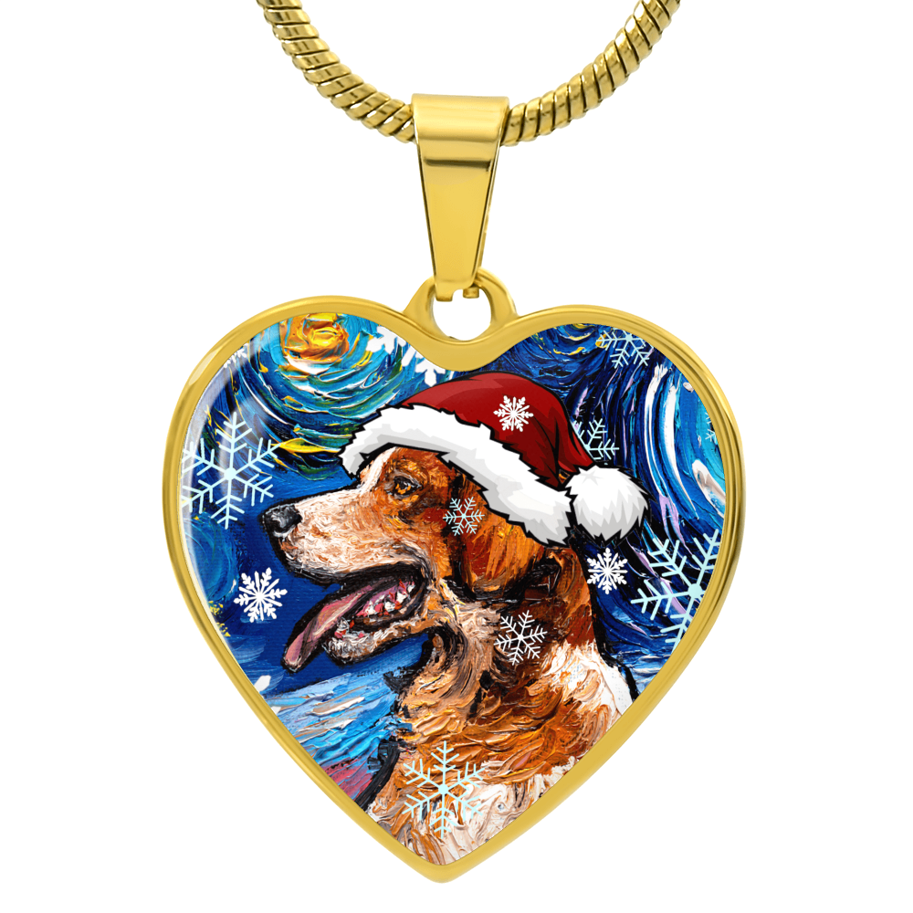 Brittany Spaniel Christmas Heart Necklace