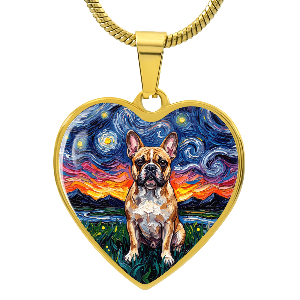 Frenchie Night Heart Necklace