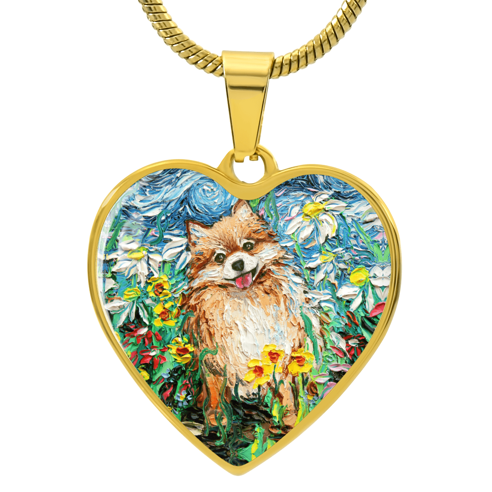 Happy Pomeranian Heart Necklace