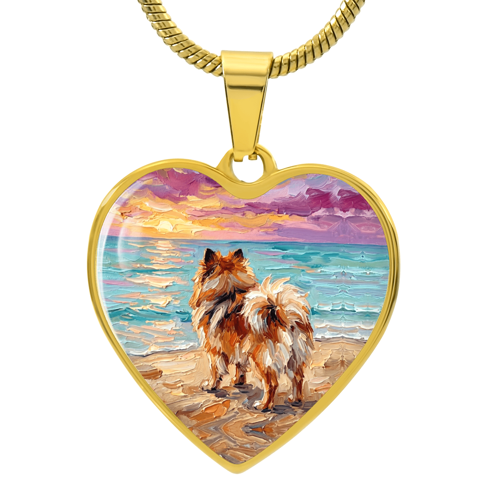 Summer Sunset - Pomeranian Heart Necklace