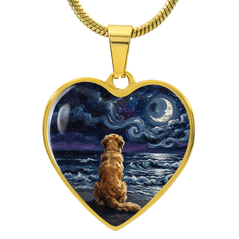 Beach Night - Golden Retriever Heart Necklace