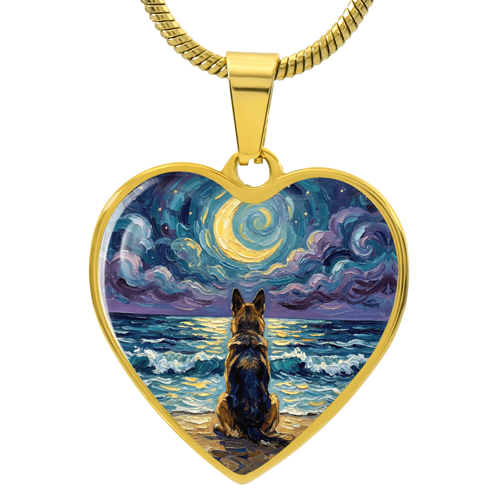 Beach Night - German Shepherd Heart Necklace