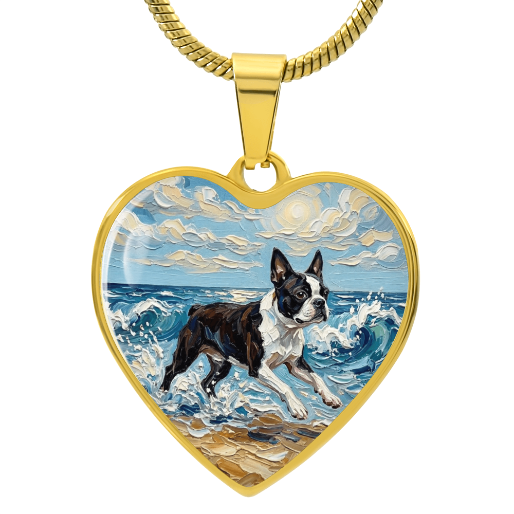Beach Days - Boston Terrier Heart Necklace