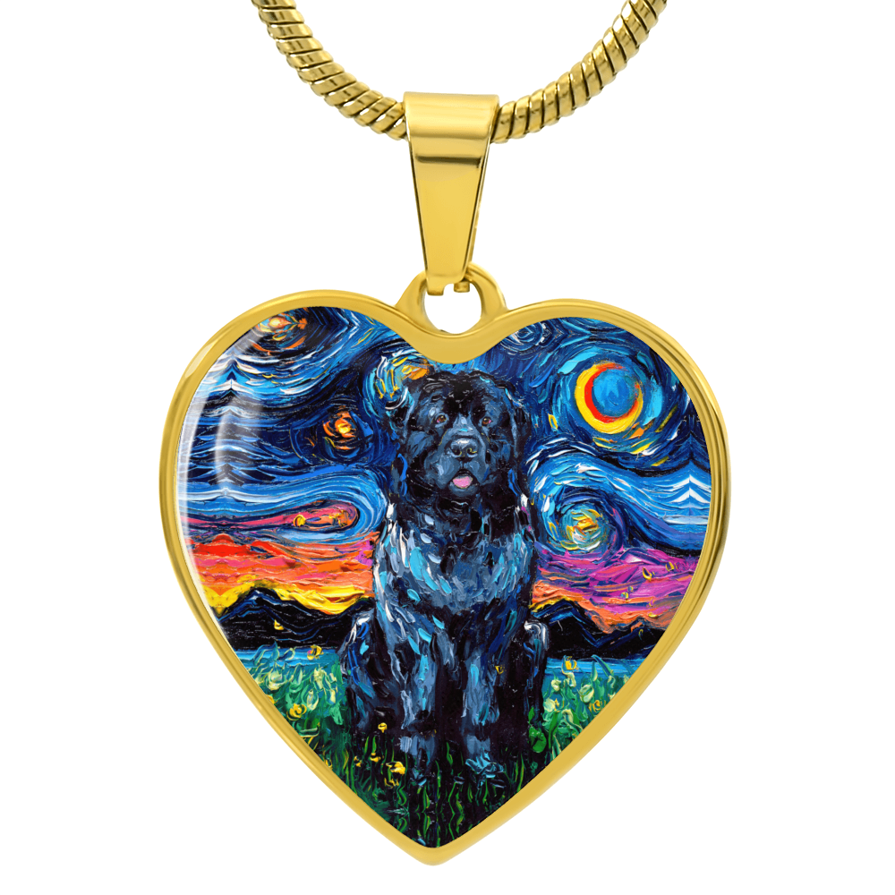 Newfoundland Starry Night Heart Necklace