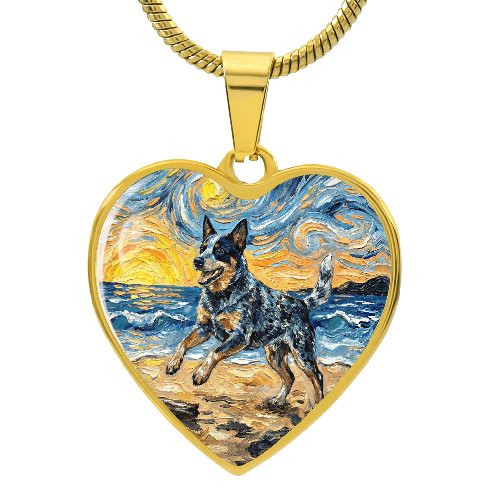 Frolicking Blue Heeler Heart Necklace