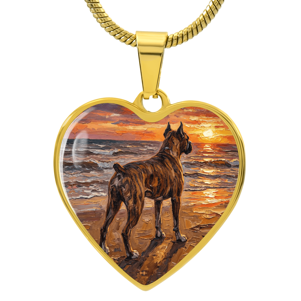 beach day - Brindle Boxer Heart Necklace