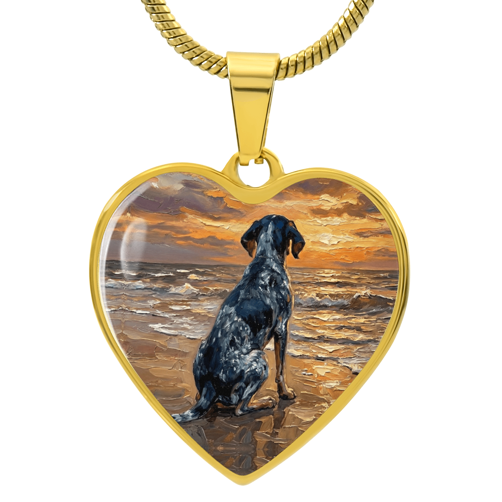 Beach Days - Blue Tick Coonhound Heart Necklace