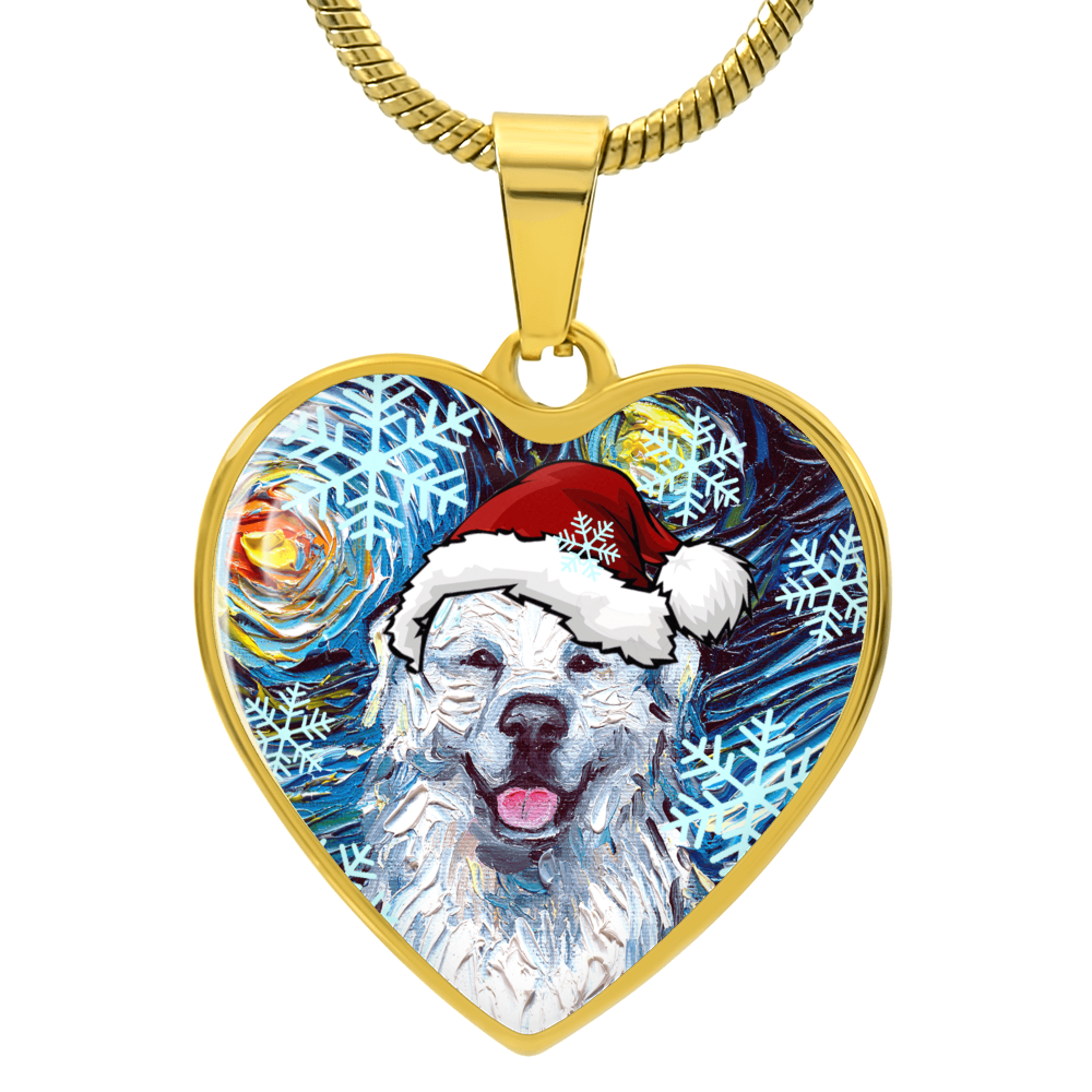 Great Pyrenees Christmas Heart Necklace