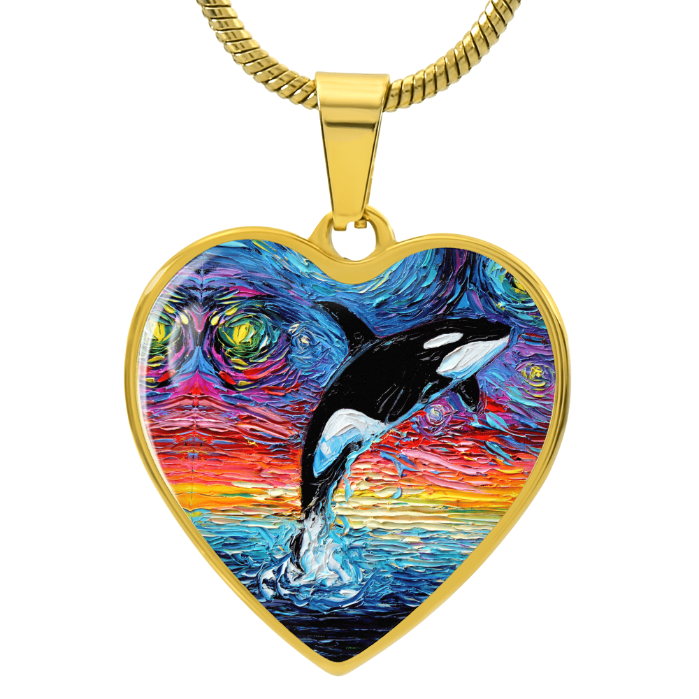 Orca Starry Night Heart Necklace