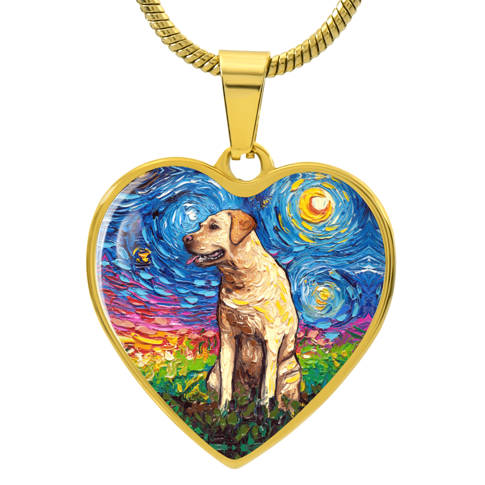 Yellow Labrador Starry Night Heart Bangle Bracelet