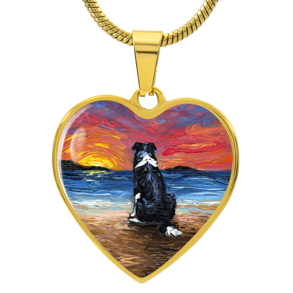 Beach Days - Border Collie Heart Necklace