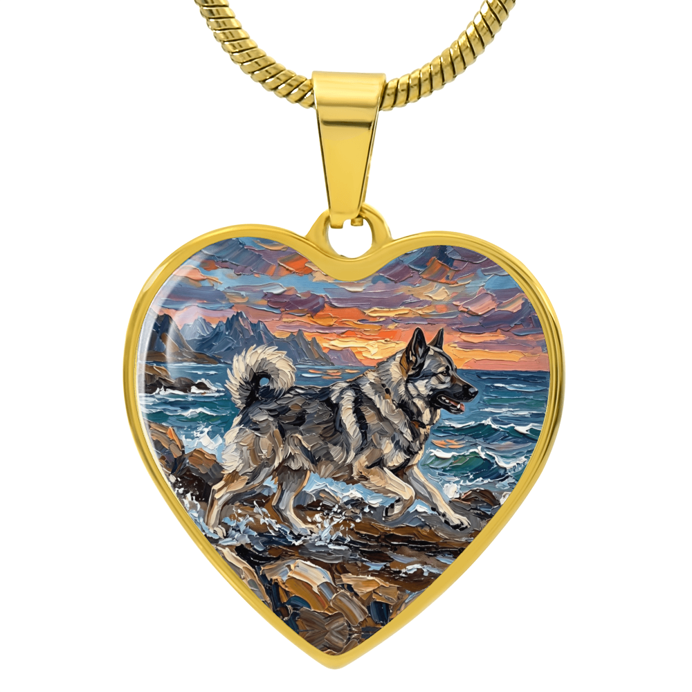 Beach Day - Norwegian Elkhound Heart Necklace