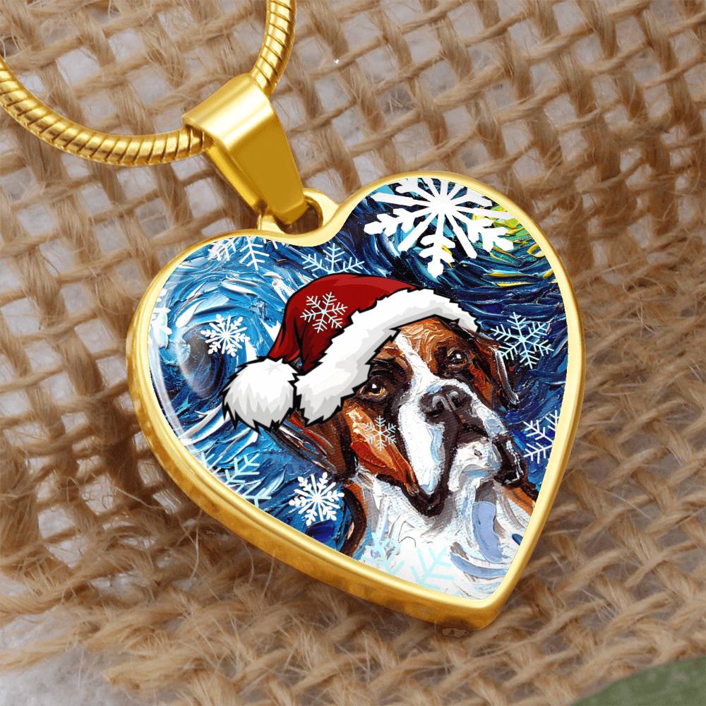 Boxer Christmas Heart Necklace