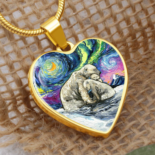 Polar Night Starry Night Heart Necklace