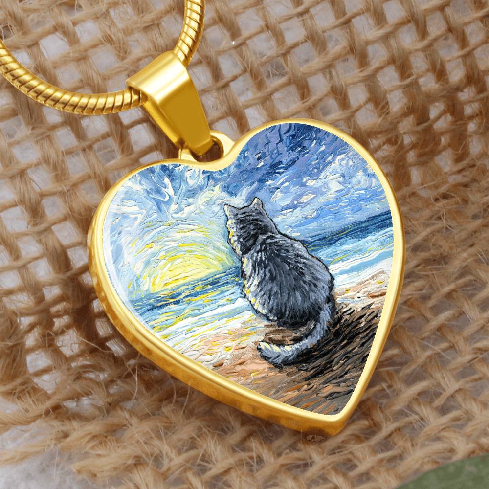 Beach Days - Nebelung Cat Heart Necklace
