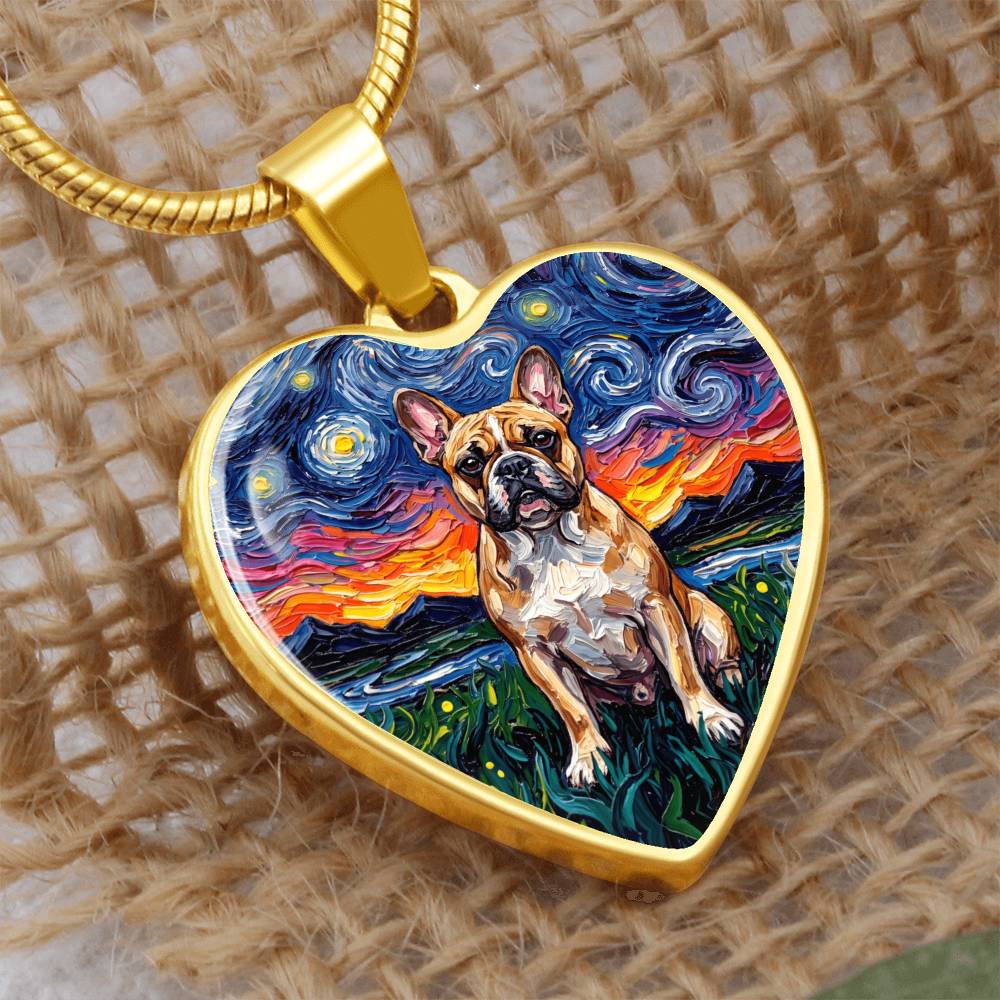 Frenchie Night Heart Necklace