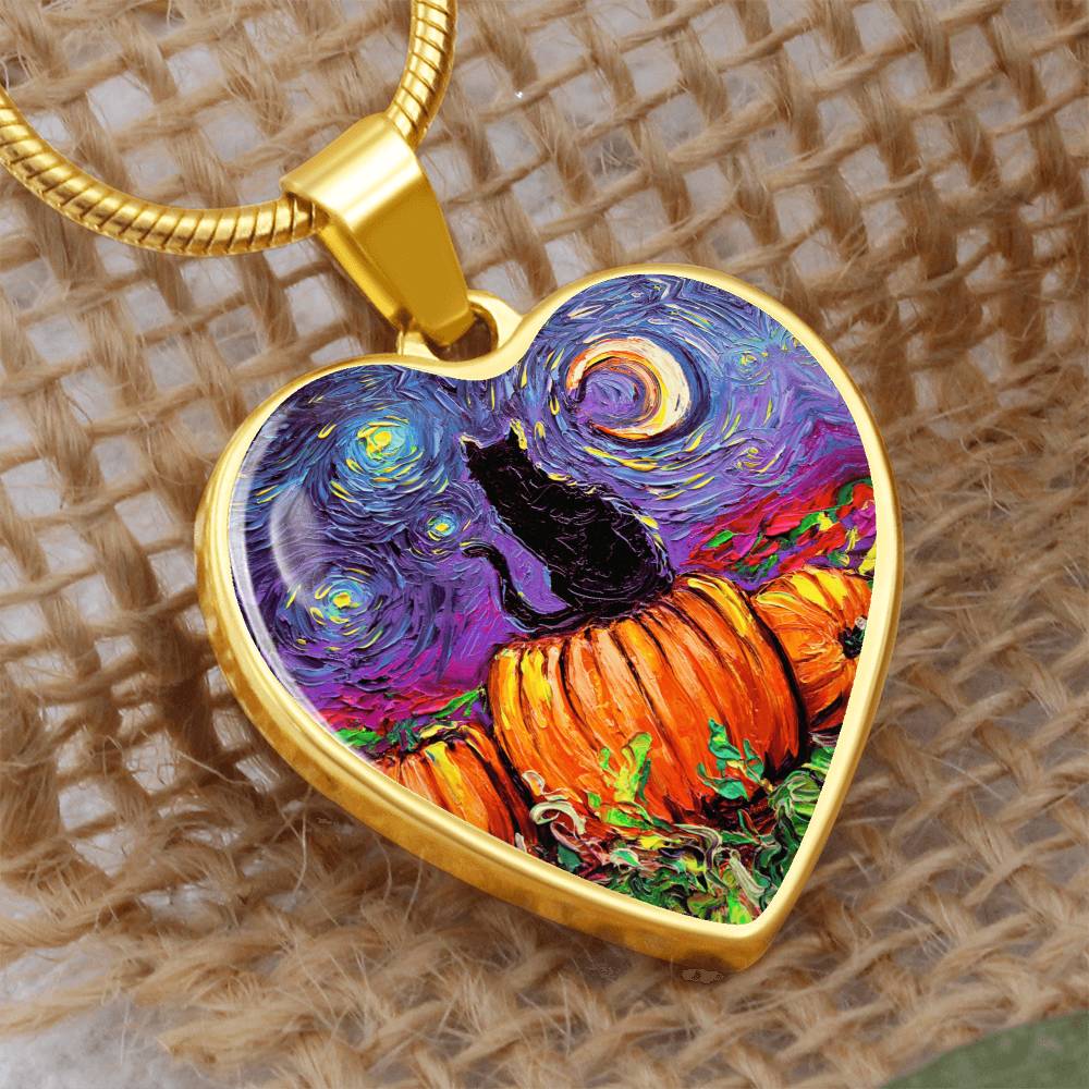 Starry Hallow's Eve Starry Night Heart Necklace