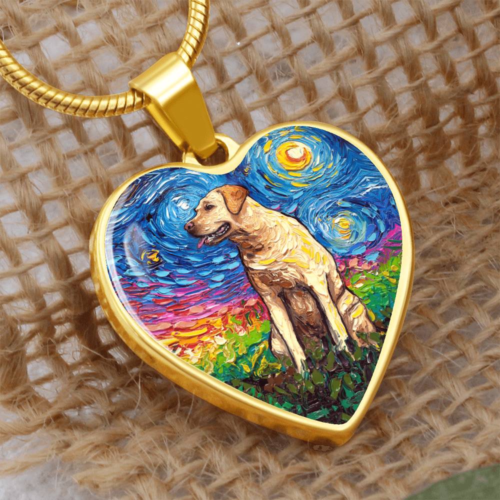 Yellow Labrador Starry Night Heart Bangle Bracelet