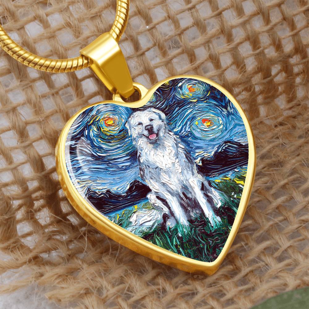 Great Pyrenees Starry Night Heart Necklace