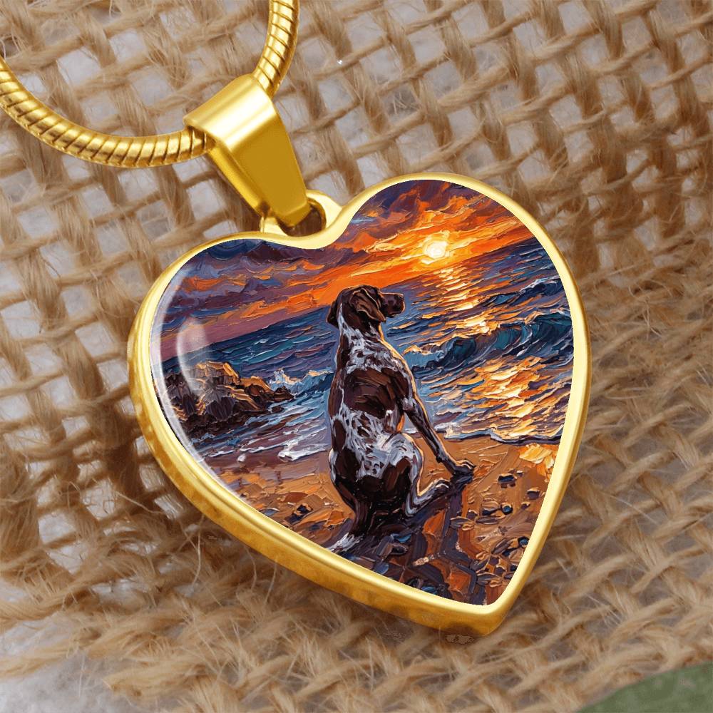 Beach Day - German Pointer Heart Necklace