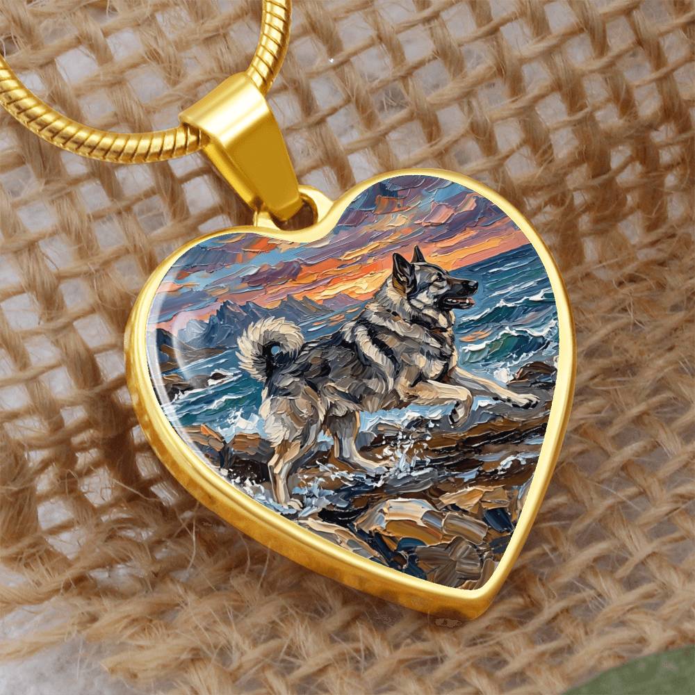 Beach Day - Norwegian Elkhound Heart Necklace
