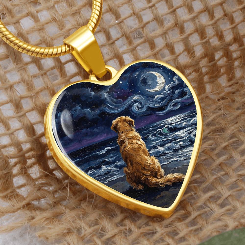 Beach Night - Golden Retriever Heart Necklace