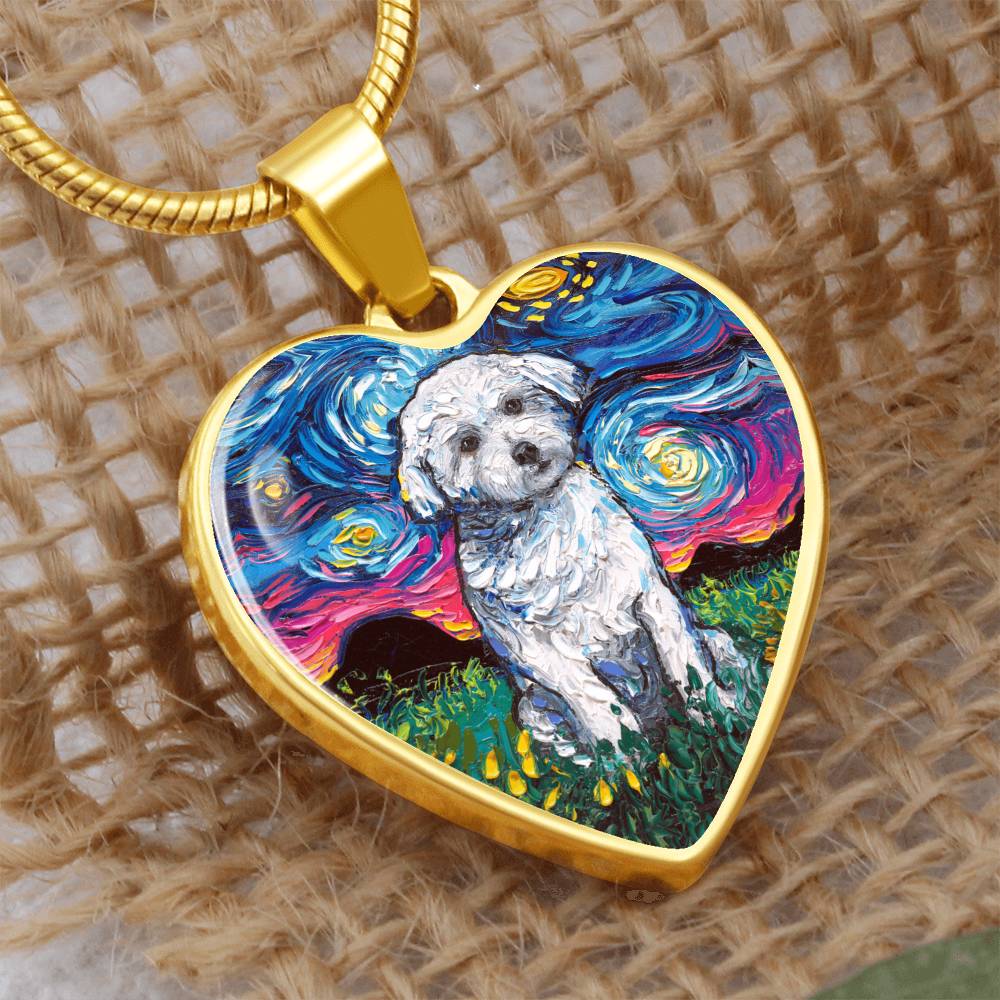 Maltese Starry Night Heart Bangle Bracelet