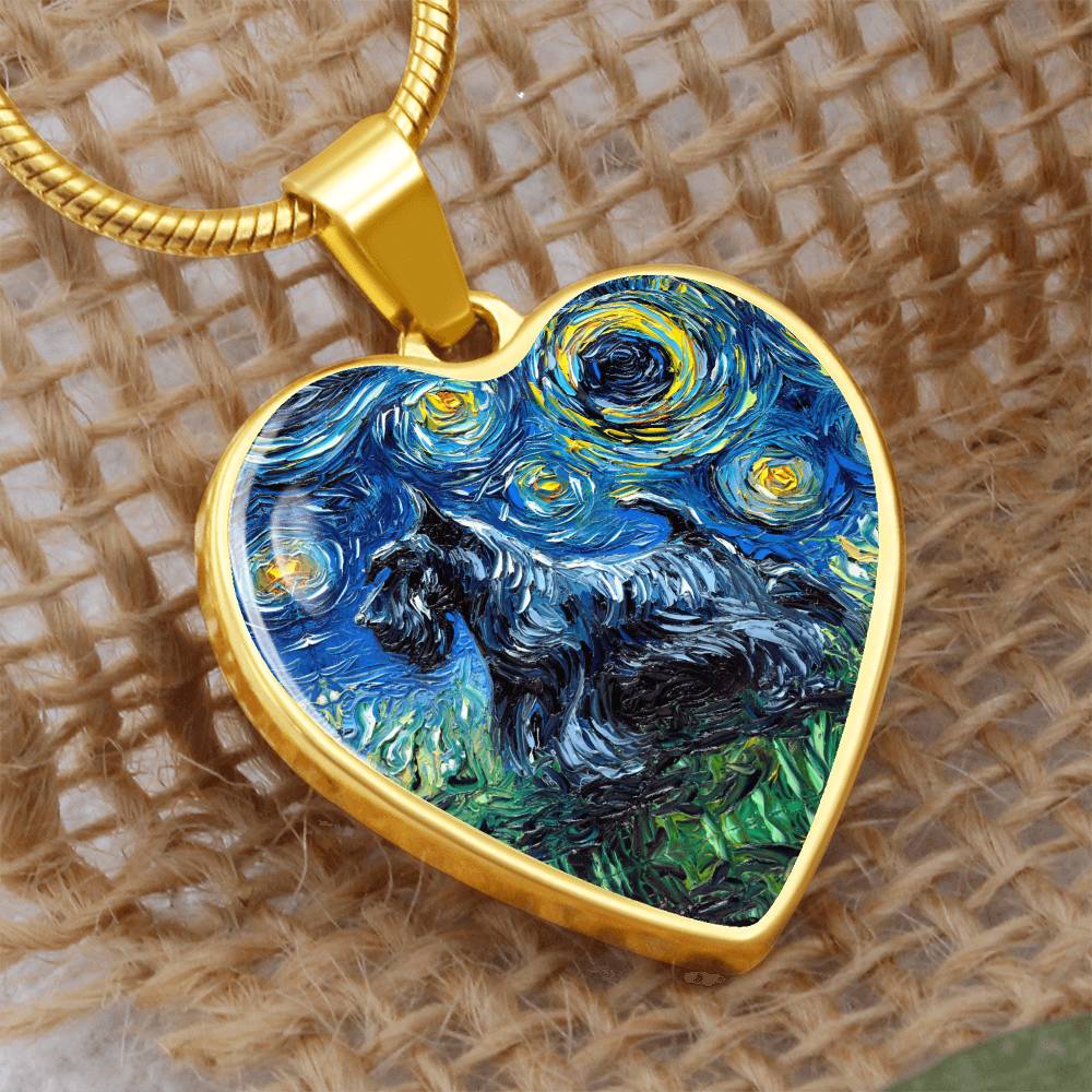 Scottish Terrier Starry Night Heart Necklace