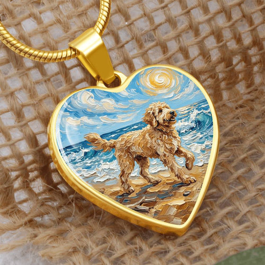 Beach Day - Goldendoodle Heart Necklace