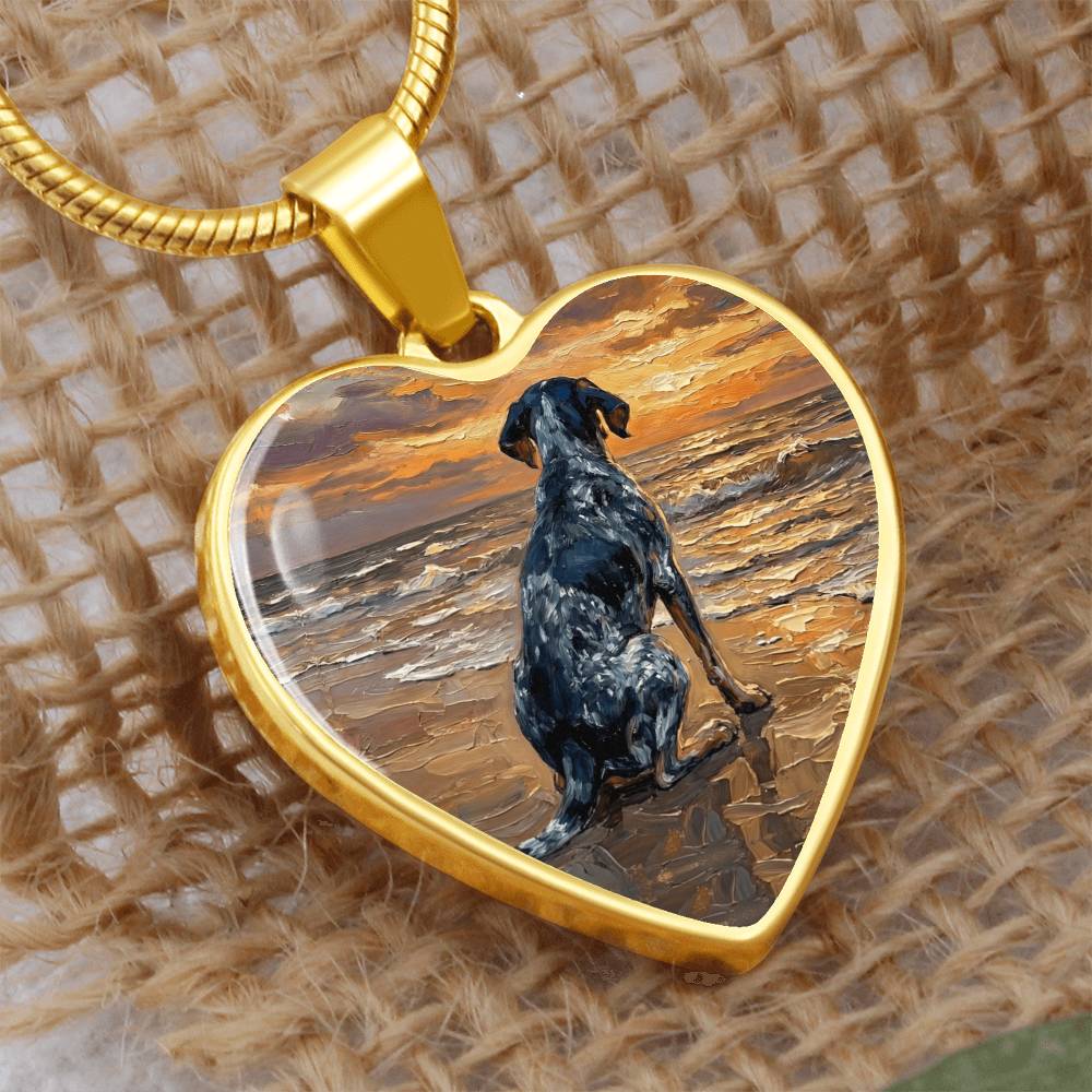 Beach Days - Blue Tick Coonhound Heart Necklace