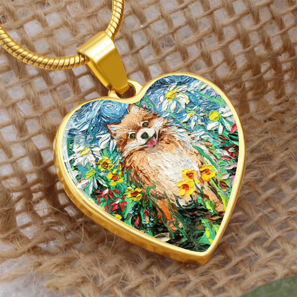 Happy Pomeranian Heart Necklace