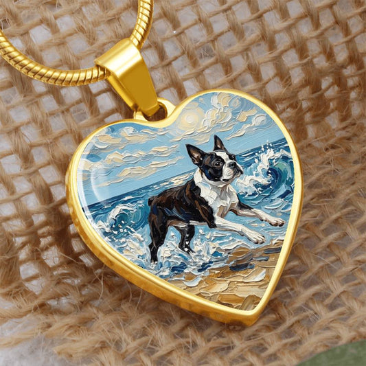 Beach Days - Boston Terrier Heart Necklace