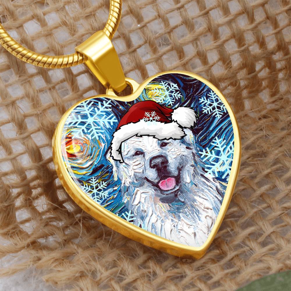 Great Pyrenees Christmas Heart Necklace