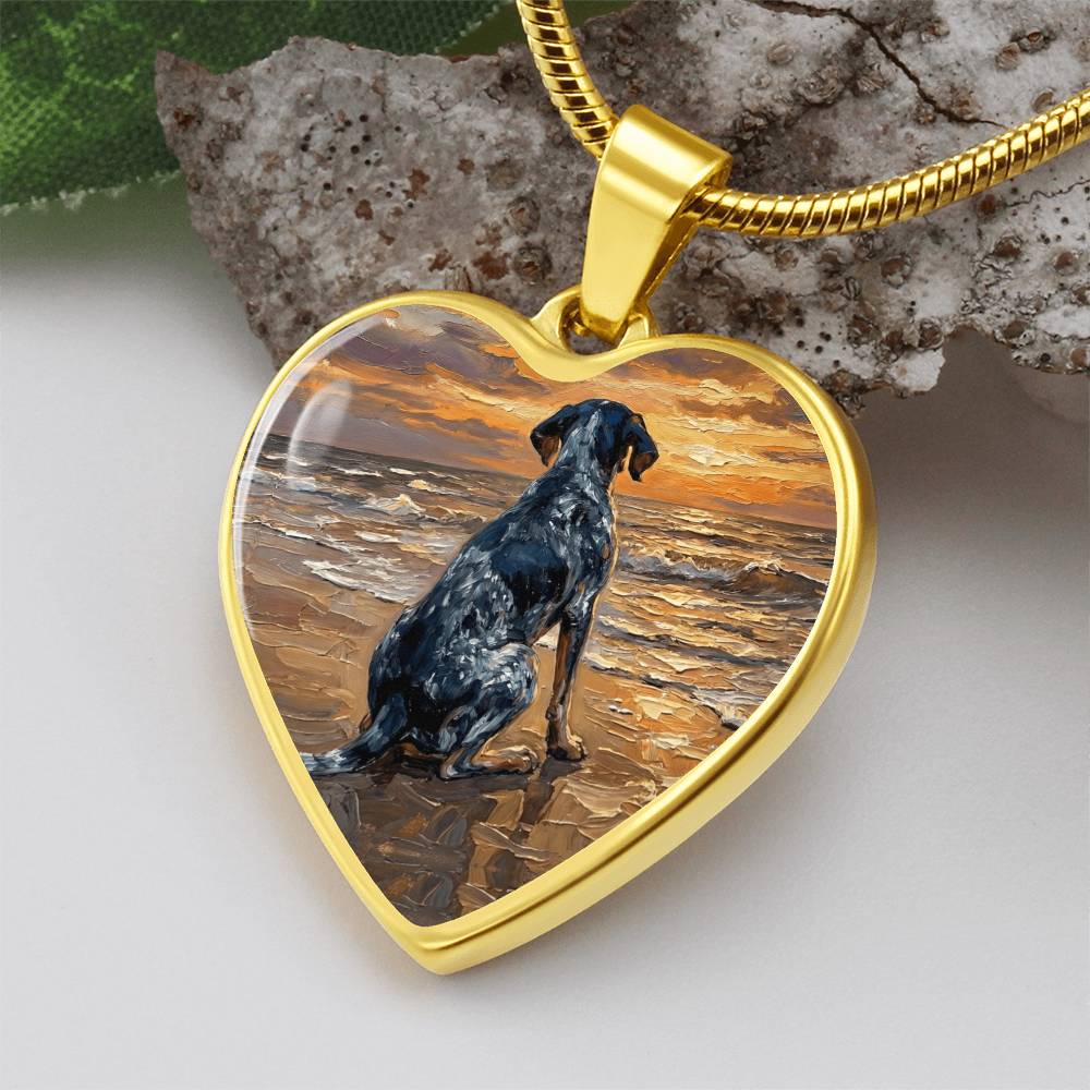 Beach Days - Blue Tick Coonhound Heart Necklace