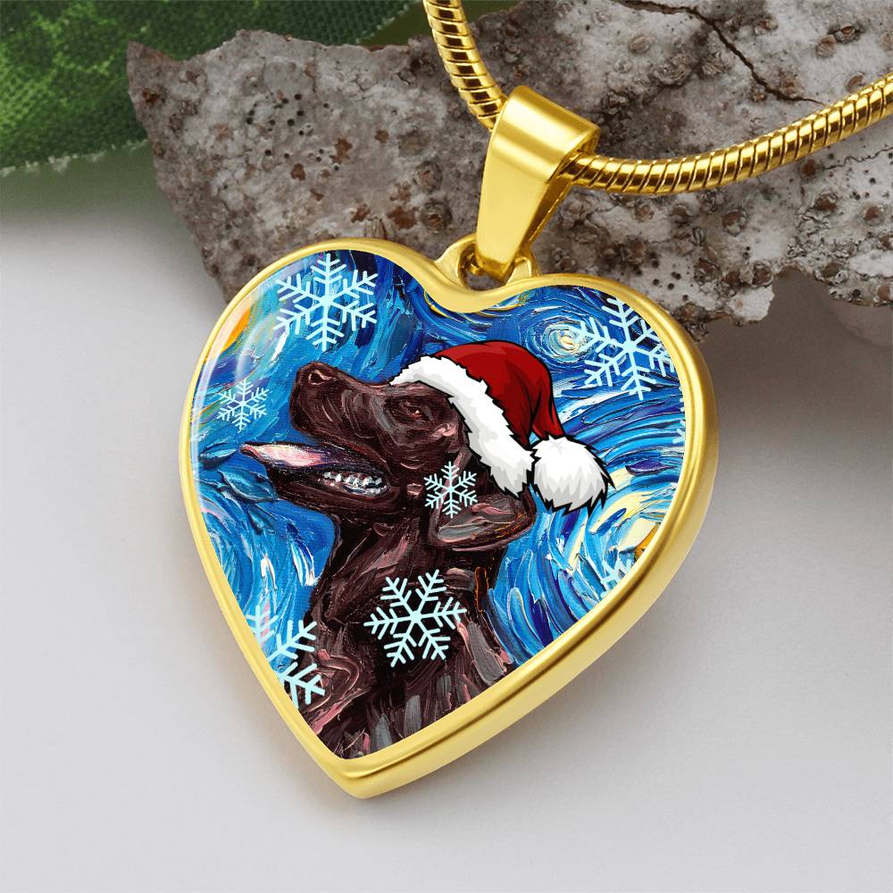 Chocolate Labrador Christmas Necklace