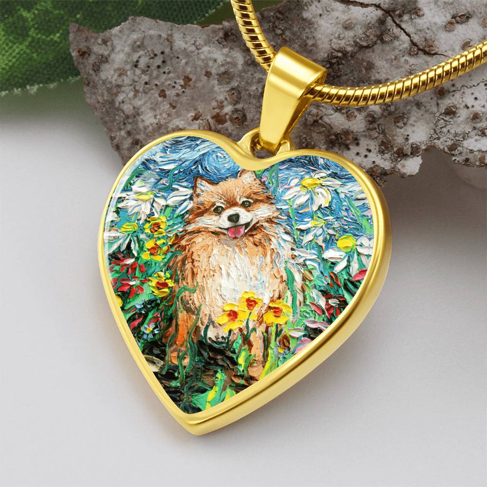 Happy Pomeranian Heart Necklace