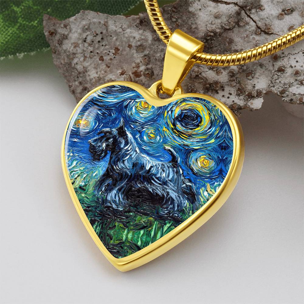 Scottish Terrier Starry Night Heart Necklace