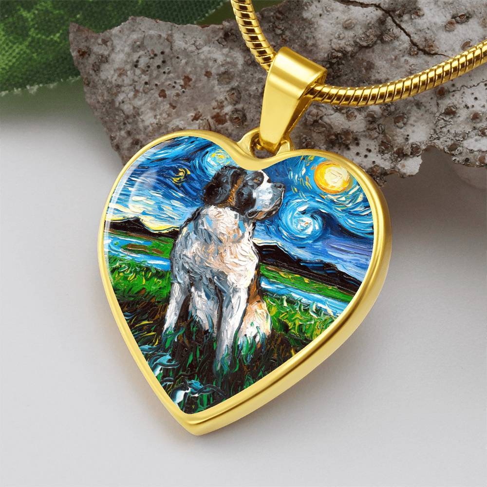 Saint Bernard Starry Night Heart Necklace