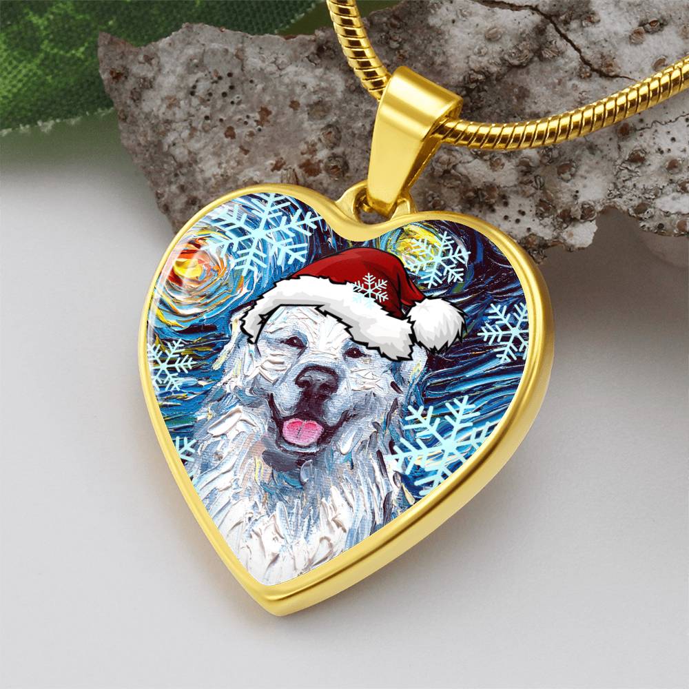 Great Pyrenees Christmas Heart Necklace