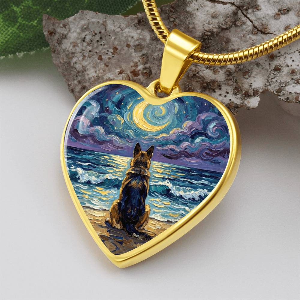 Beach Night - German Shepherd Heart Necklace
