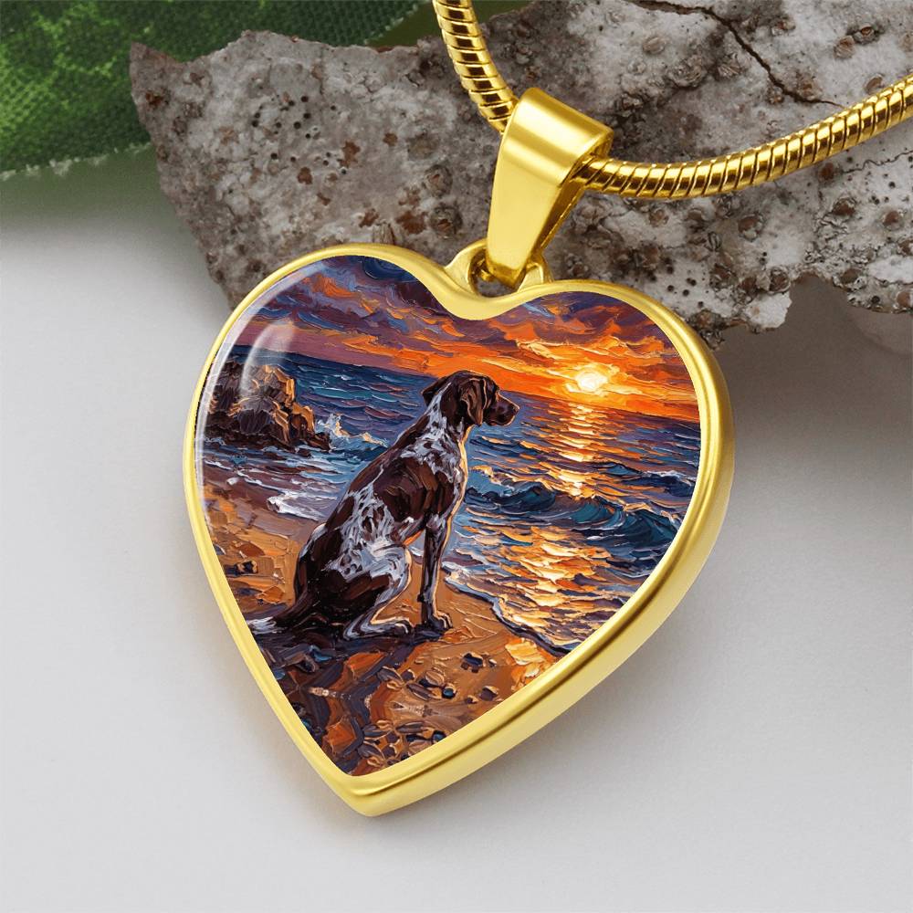Beach Day - German Pointer Heart Necklace
