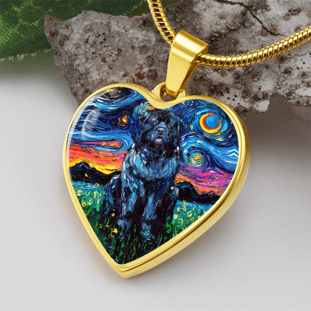 Newfoundland Starry Night Heart Necklace