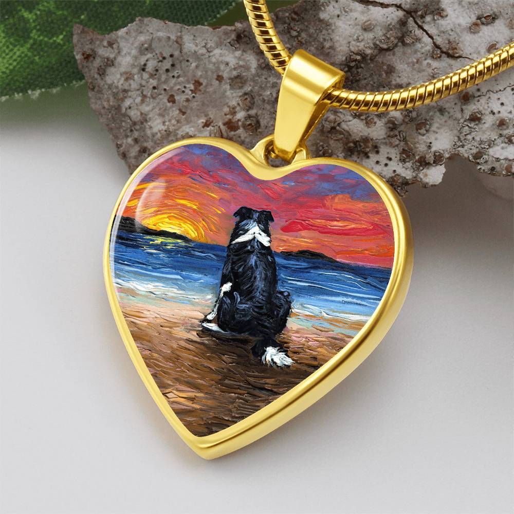 Beach Days - Border Collie Heart Necklace
